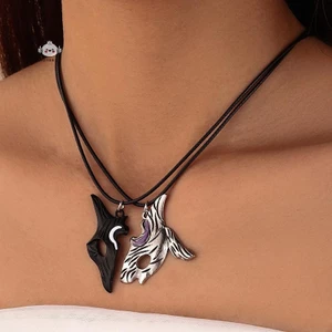 Maybest 1 Liên Minh Phong Cách Cừu Và Sói Vòng Cổ Bí Ẩn, Mặt Dây Chuyền Bất Đối Xứng Cá Tính Hai Màu, Trang Sức Động Vật