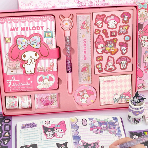 Hộp Quà Cô Gái Màu Tím  Dễ Thương Cho Bé Gái, Bộ Đồ Dùng Học Tập Cute - Set Quà Tặng Sanrio Đáng Yêu