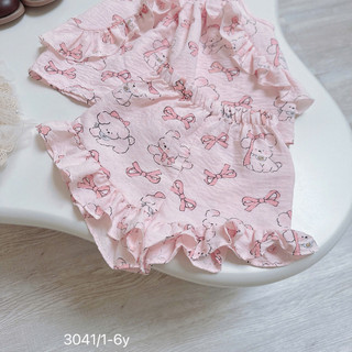 [8-22kg] Set Bộ Hè Mát 2 Dây Phối Bèo Xinh Cho Bé Gái Chất Đũi Mềm Mát