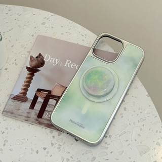 [Sheren] Giá đỡ từ tính họa tiết đá cẩm thạch xanh tươi Thích hợp cho i16 15 14 13 12 11 pro max Vỏ bảo vệ chống sốc