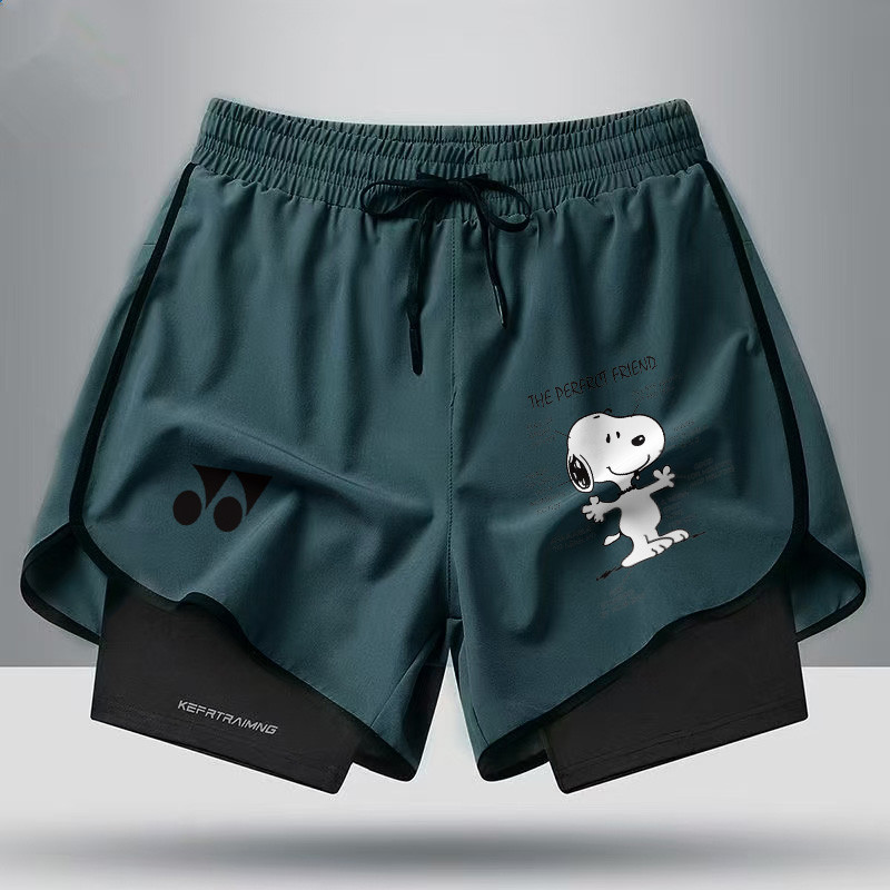 Quần short cầu lông thể thao rộng rãi, đa năng, thoải mái cho nam và nữ mùa hè, quần short chạy bộ ngoài trời khô nhanh bằng lụa băng, quần short tập luyện chống chói hai lớp