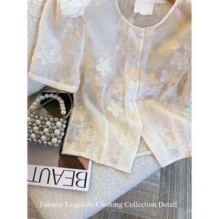 Hàng sẵn, áo blouse Barong hiện đại của Filipiniana, tay phồng, thêu, trang phục lấy cảm hứng từ châu Á cho phụ nữ
