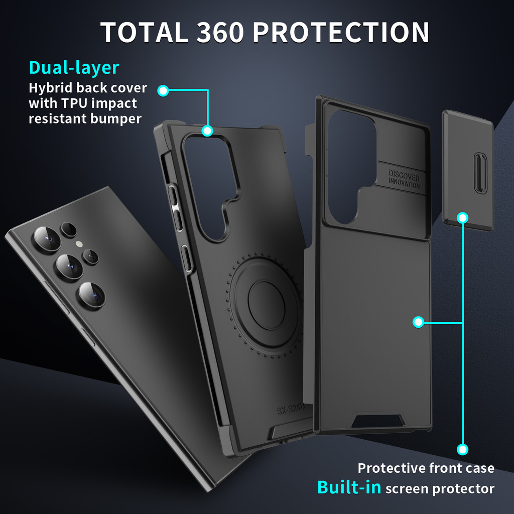 Ốp Chống Sốc Cho Samsung Galaxy S26 S25 S24 S23 S22 S21 Ultra Plus FE A56 A55 A54 A36 A35 A53 A15 A14 A23 5G 4G A06 Armor Slide Camera Ring Stand Back Phone Case Cover