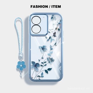 Ốp điện thoại YBD phong cách INS cho Vivo Y03 Y03T Y18 Y18E Y02S Y17S Y16 Y56 Y78 Y78+ Y36 V29 Lite Y78+ Y28 T2 Y200 Pro Y28S Y55 T1 Y18S, vỏ silicone trong suốt hình hoa dây leo
