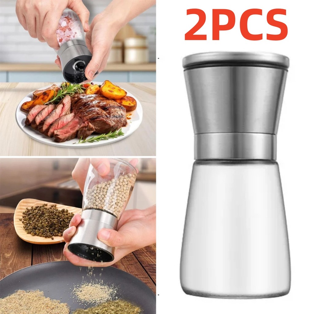 2 Chiếc Hướng Dẫn Sử Dụng Muối Tiêu Máy Xay Tiêu Máy Xay Muối Thép Không Gỉ Muối Và Tiêu Bình Lắc Nhà Bếp Nhà Máy Phụ Kiện 180ML
