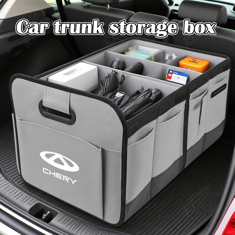 Chery Car Trunk Hộp Bảo Quản Da Dung Tích Lớn Thùng Rác Có Thể Gập Lại Di Động Tổ Chức Cho Tiggo 8 Tiggo 4 Tiggo 7Pro Tiggo 3 Chery QQ Eastar Omoda 5 Pro Mặt
