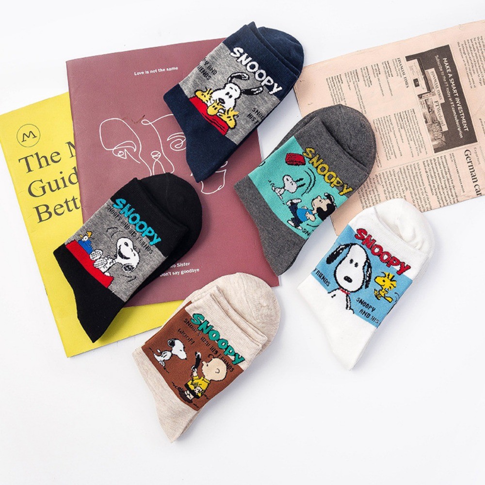 Tất Hoạt Hình Snoopy Ống Giữa Phong Cách Mới Cặp Đôi Hàn Quốc Cotton Hợp Thời Trang | BigBuy360 - bigbuy360.vn