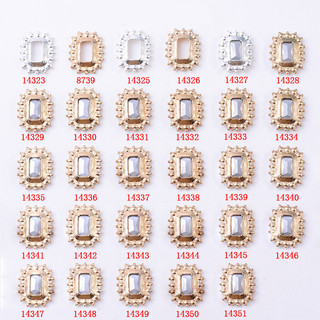 10 chiếc phụ kiện hợp kim tự làm handmade hình chữ nhật thủy tinh pha lê hoa tấm phụ kiện tóc