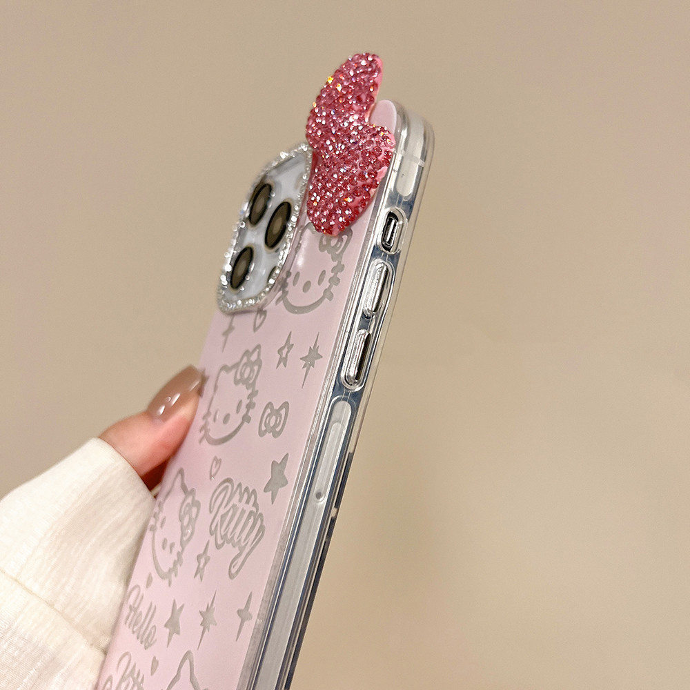 Ốp Điện Thoại Kim Cương Nơ Cat Cho iPhone 17ProMax 16 15 14 13 12 Pro Max 11 Vỏ Bảo Vệ Chống Sốc