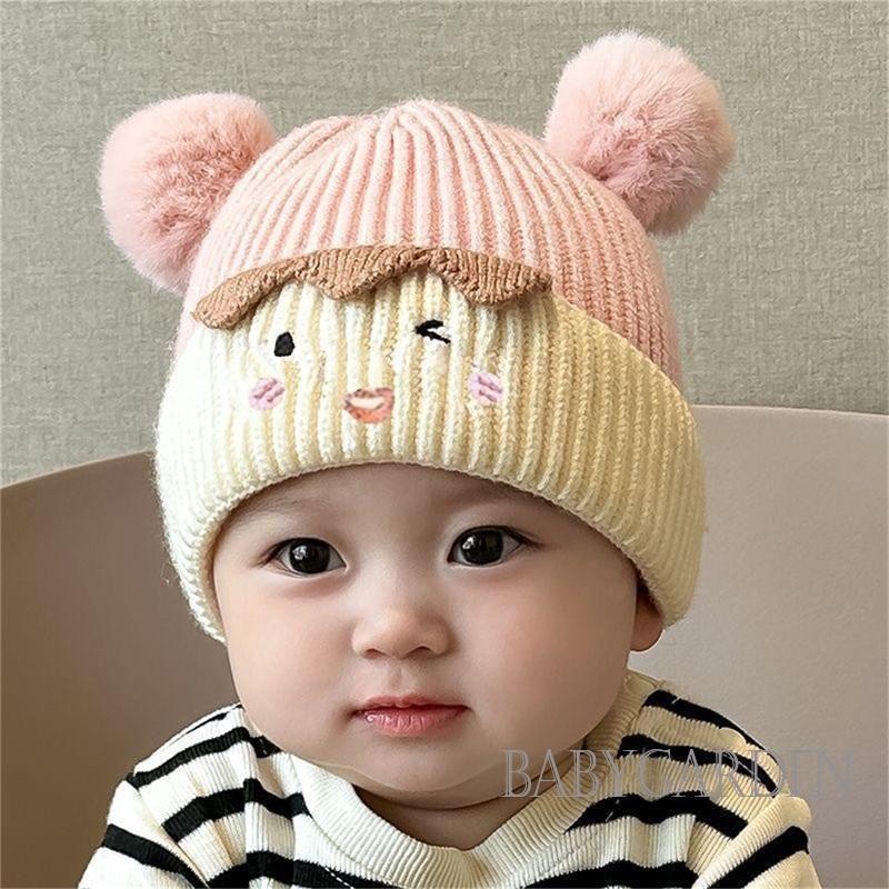 / / -Toddler Baby Puff Ball Beanie Dễ Thương Mùa Đông Ấm Áp Bao Tai Chunky Mũ Đan Cho Bé Gái Bé Trai