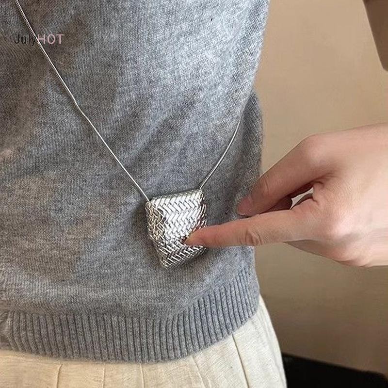Julyhot Sáng Tạo Thời Trang Retro Túi Dệt Mặt Dây Chuyền Vòng Cổ Cho Nữ Cô Gái Đa Năng Áo Len Dài Dây Chuyền Trang Sức Phụ Kiện Quà Tặng Massivedeals