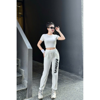 Bộ thể thao tập gym, yoga, aerobic, chạy bộ, đánh bóng, áo croptop - quần jonger cá tính