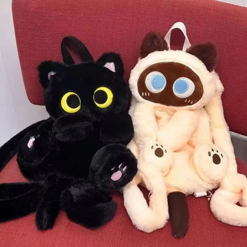 Kawaii Big Eyes Cat Sang Trọng Ba Lô Dành Cho Nữ Hoạt Hình Đa Năng Ngộ nghĩnh Mèo Đen Túi Đeo Ngang Dung Tích Lớn Hơn Túi Tote