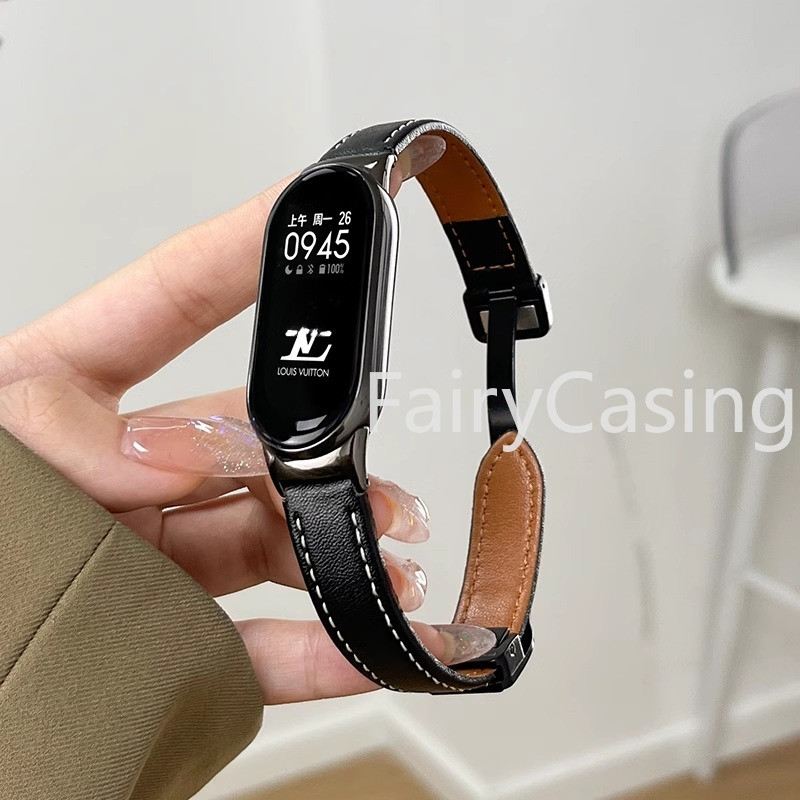Dây Da Thời Trang Cho Xiaomi Mi Band 10 9 8 Vòng Tay Thay Thế Dây Đeo Tay Từ Tính Miband 7 6 5 4 3 Phụ Kiện Cổ Tay