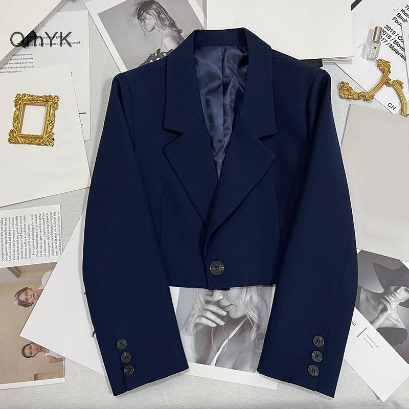 Nhà Máy Thời Trang Crop Blazer Nữ Phù Hợp Với Áo Khoác Cổ Khắc Sang Trọng Nút Phù Hợp Với Áo QrhYK