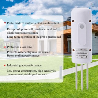 Máy đo độ ẩm, nhiệt độ đất không dây Tuya Zigbee IP67 chống nước cho trồng vườn