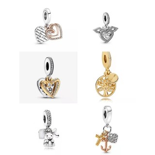 Hàng hóa tại chỗ 925 bạc với cùng một tình yêu tùy chỉnh lỏng Hạt Mặt dây chuyền trái tim có đế đầy đủ phụ kiện Vòng đeo tay
