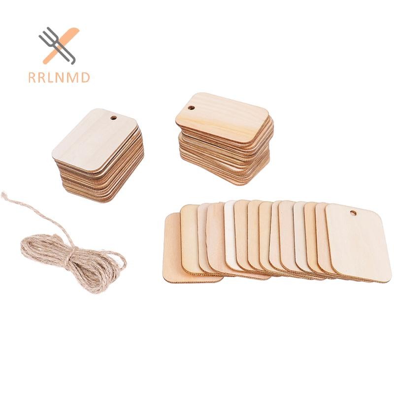 RRLNMD 50 Chiếc Vật Trang Trí Gỗ Ván Thẻ Nhãn Tấm DIY Khắc Thủ Công MỚI