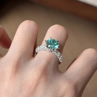 Châu Âu Mỹ ins Phong Cách Mới Micro-Ind 3 Carat Nhẫn Kim Cương Xanh Nữ