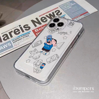 ibumpers Ốp Điện Thoại iPhone Phim Hoạt Hình Vui Nhộn Crayon Shin Họa Tiết Cặp Đôi Ốp Lưng Trong Suốt TPU Mềm Chống Sốc Cho IPhone 16 15 14 12 13 11 Pro Max IP 7 8 Plus X XS XR