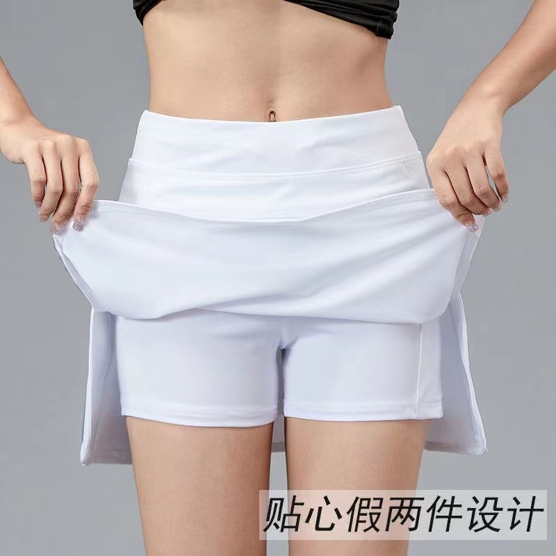 Mới A-line váy cầu lông váy ngắn quần vợt nữ giả hai chống ánh sáng tập thể dục chạy váy ngắn khô nhanh quần yoga