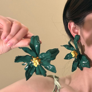 1 đôi bông tai hoa acrylic kim bạc phong cách kỳ nghỉ, nhẹ nhàng sang trọng, cảm giác cao cấp