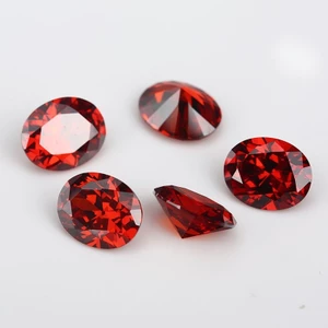 5A Garnet Màu Hình Bầu Dục Cắt Đá CZ 15 / 30 Chiếc 3x5mm ~ 10x12mm Cubic Zirconia Rời Cho Trang Sức DIY