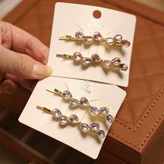 MAUROPOLI [Sẵn sàng] Cặp pha lê phong cách mới Kẹp nơ trán Nổ Kẹp tóc Kẹp phẳng Phụ kiện tóc Mũ đội đầu đính đá Kẹp bên