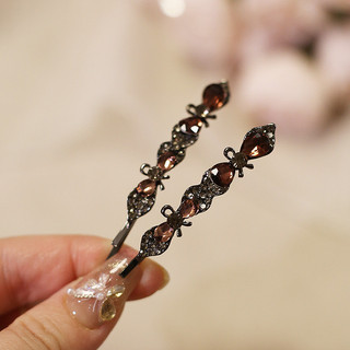 MAUROPOLI Cặp kẹp tóc kim cương giả pha lê phong cách mới, nơ đính đá, kẹp đầu/phẳng, mũ đội đầu