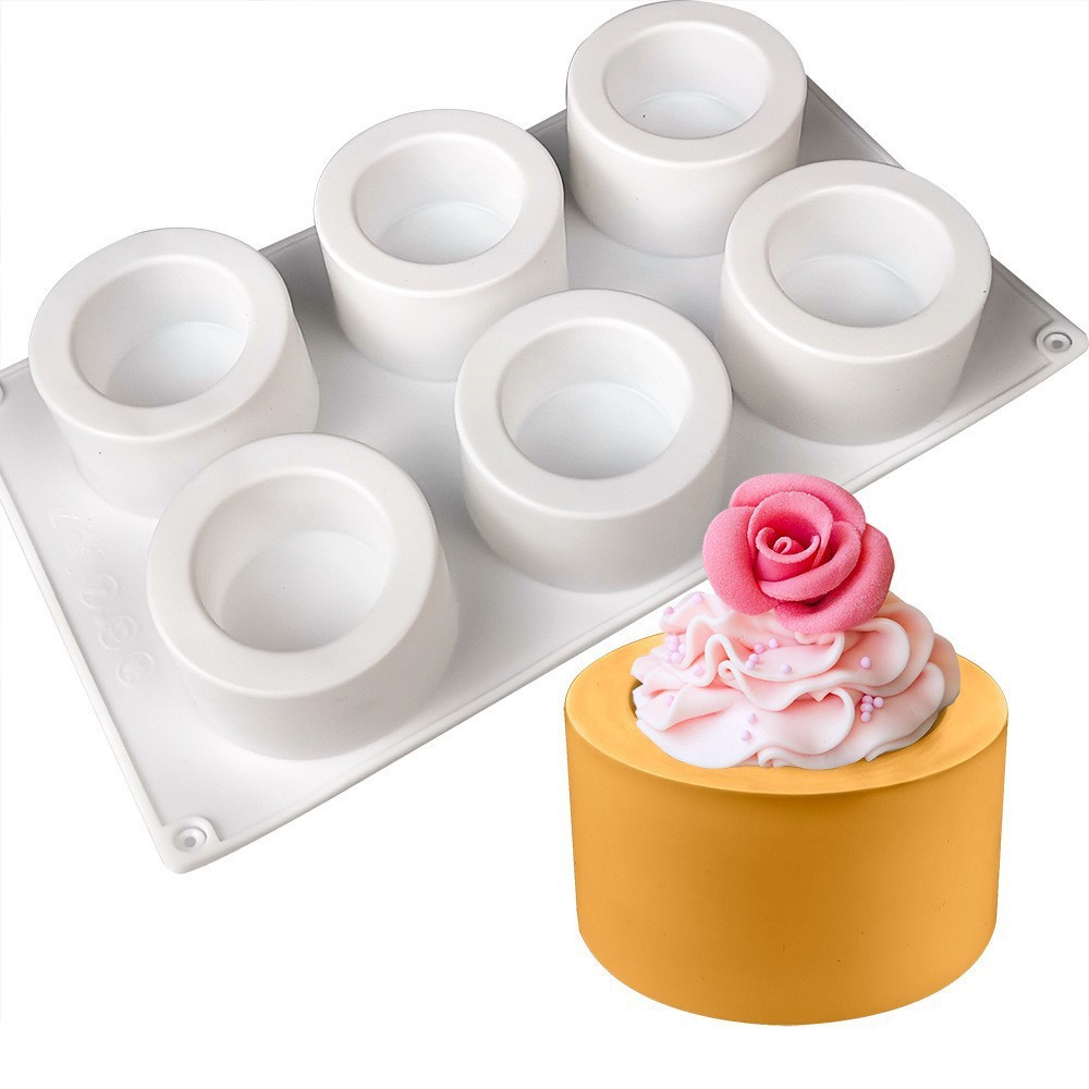 6 Khoang lõm-Convex Cup Sandwich Bánh Mousse Khuôn Silicon Rỗng Muffin Cup Silicon Pudding Khuôn Socola DIY Dụng Cụ Nướng Bánh
