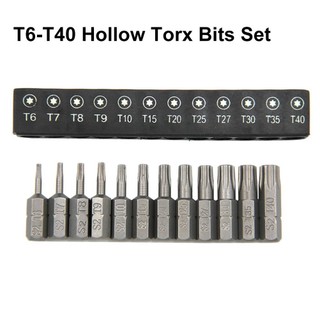 [Fuxin] 12 chiếc cho Bộ tuốc nơ vít Torx T6-T40 25mm 1 / 4 Inch Chuôi lục giác để chế biến gỗ