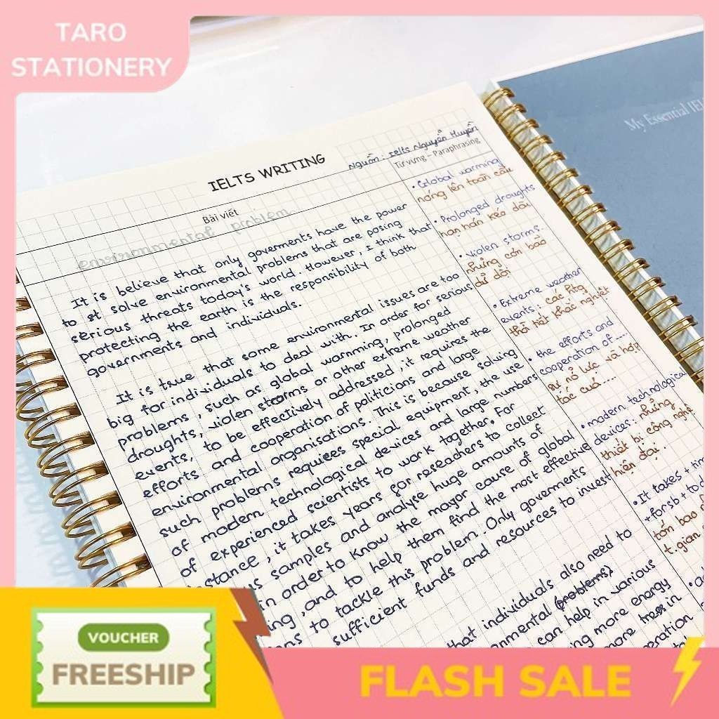 Sổ IELTS Writing, sổ tay học Tiếng Anh, T05 Sổ Notebook IELTS Taro ...