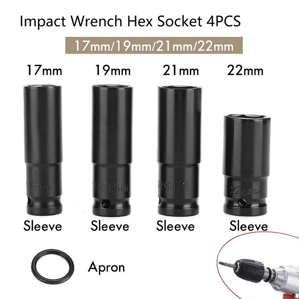 [Cosyh] 4 Cờ lê điện 17-22mm Bộ đầu ổ cắm lục giác Độ cứng và độ bền