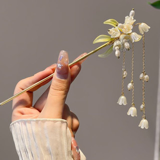 Kẹp Tóc Phong Cách Trung Hoa Cao Cấp Với Họa Tiết Cổ Hoa Lily Và Tua Rua