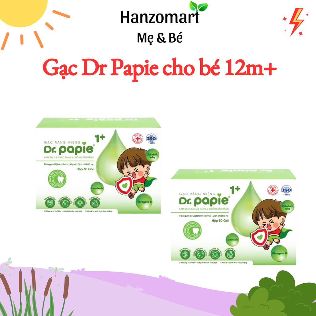 Gạc rơ lưỡi dr.papie 1+ Làm Sạch Răng Lưỡi Nướu, Phòng Chống Sâu Răng Cho Bé Từ 1 Tuổi