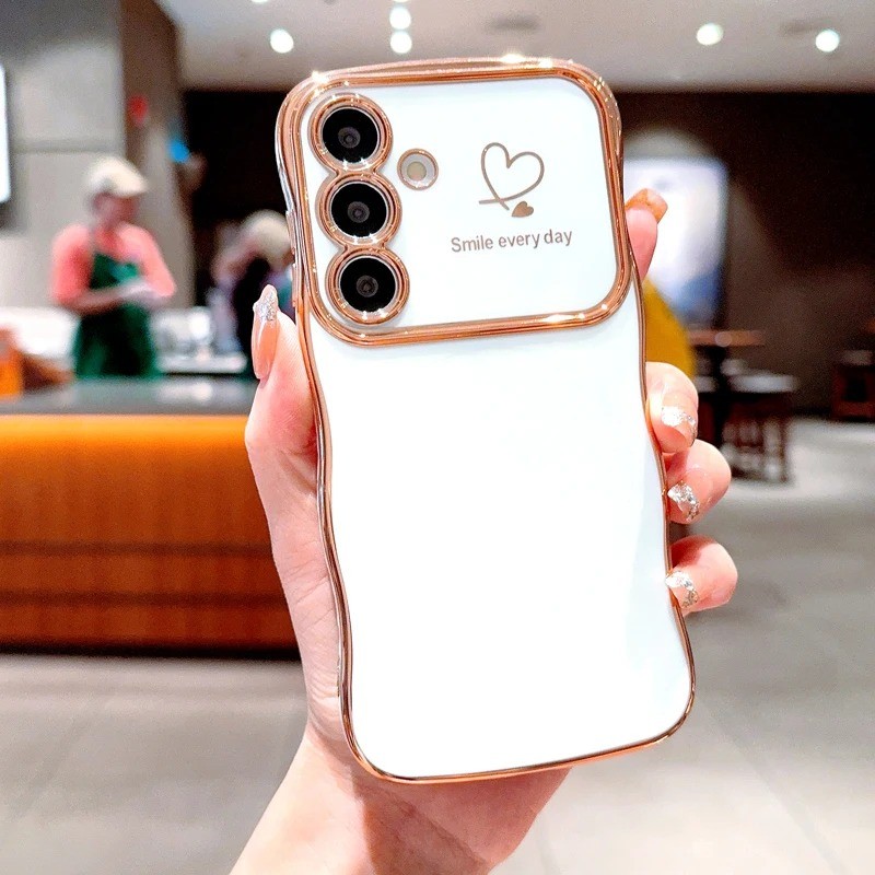 Ốp điện thoại TPU mềm mạ Luxur cho Samsung Galaxy A55 A54 A16 A15 A14 A25 A35 A34 5G A24 Side Love Heart Vỏ chống sốc