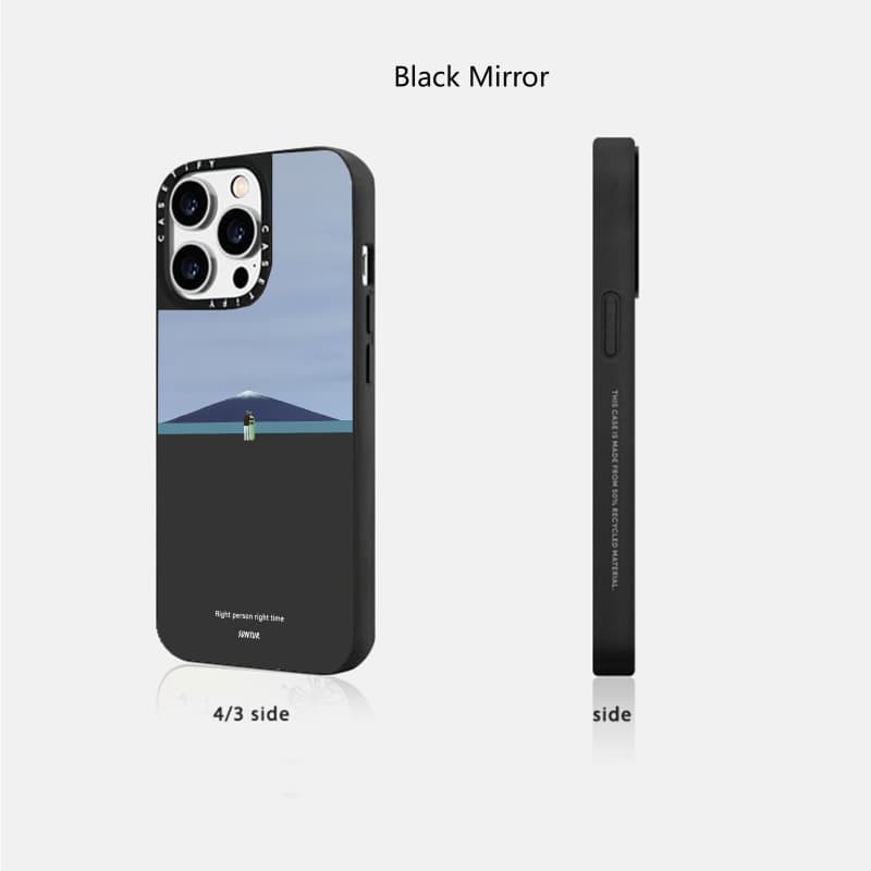 CASETiFY X Suntur Người đúng thời gian hút từ tính Vỏ IPhone Gương đen & bạc IPhone 16 15 14 13 12 Pro Max Plus Ốp điện thoại cứng có hộp khắc logo