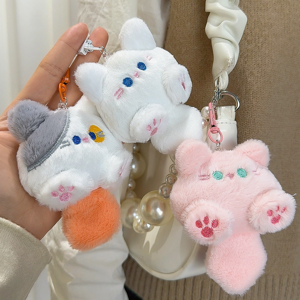 Mặt dây chuyền túi mèo con sang trọng dễ thương - Móc khóa mèo đuôi dài - Kích thước lớn, sáng tạo, hoạt hình - Nhẫn chìa khóa đồ chơi búp bê sang trọng cho bé gái - dành cho túi xách, ba lô - Quà tặng đồ trang trí cặp đôi quyến rũ