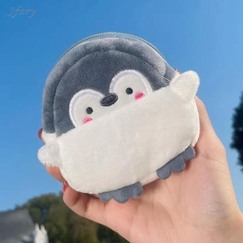 Túi đựng tai nghe ví Jfory Túi lưu trữ nhỏ hoạt hình có dây kéo Túi chim cánh cụt dễ thương đa năng để mua sắm,