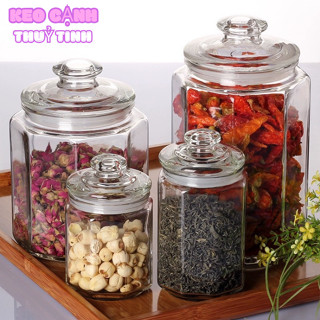 Hủ thủy tinh cao cấp nắp thủy tinh, hủ thủy tinh 380ml,550ml,900ml,1500ml,2000ml,3000ml