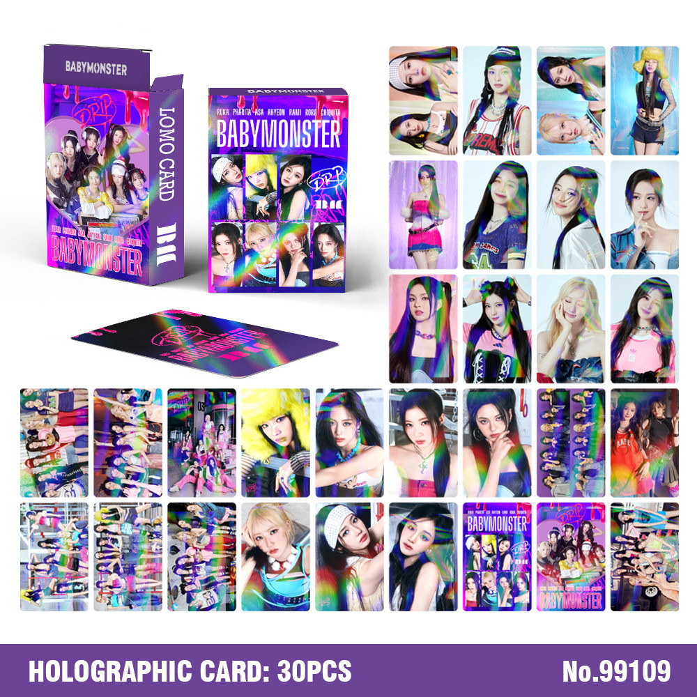 50-124 chiếc BM DRIP Thẻ Lomo ba chiều như thế BABYMONS7ER Photocards MONSTIEZ AHYEON ASA CHIQUITA PHARITA RAMI RORA RUKA Bưu thiếp Laser YM