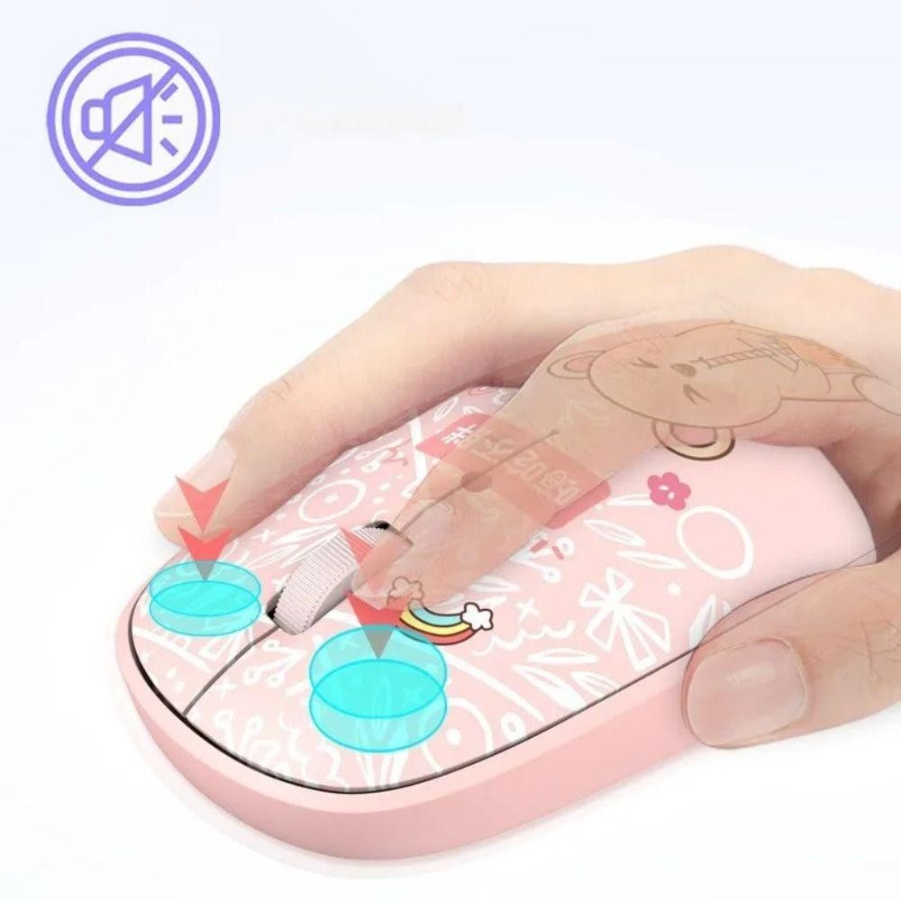 Chuột không dây SIMPLEAID, Chuột Bluetooth 5.0 2.4Ghz, Chuột máy tính Mini im lặng hoạt hình Văn phòng