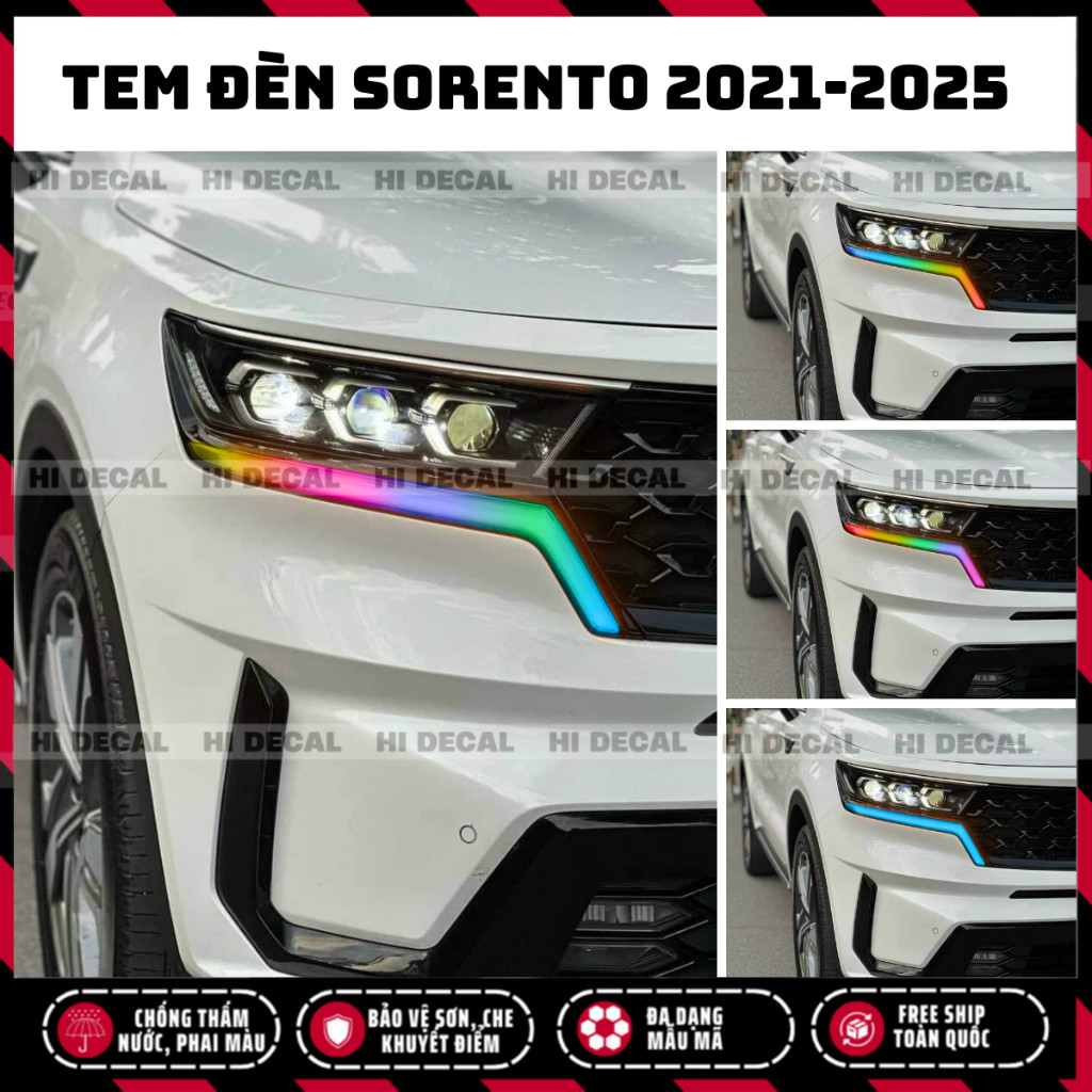 Tem dán đèn Sorento 2020 - 2024, decal trang trí đèn Sorento bền màu chống xước
