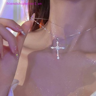 {Fh Fashion} Vòng cổ mặt dây chuyền hình chữ thập pha lê thời trang dành cho nữ Vòng cổ dây chuyền pha lê cho nữ Trang sức dự tiệc Punk.