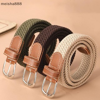 Meisha888 Thắt lưng da dệt vải không đục lỗ Quần jean nữ phù hợp với xu hướng thắt lưng co giãn