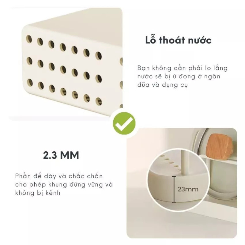 Hộp Đựng Dao Kéo, Kệ Đựng Dao Thớt Phòng Bếp KooBee Có Khay Thoát Nước Thông Minh | 197