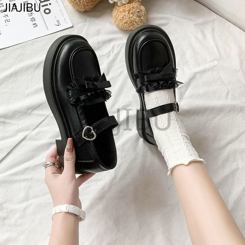 Giày Đi Học Màu Đen Phong Cách Anh Dành Cho Bé Gái Tuổi Teen Giày Da Cosplay Phong Cách Retro Giản Dị Dành Cho Nữ Korean Fashion Beige Platform Mary Jane Shoes Japanese JK Uniform Lolita Doll Shoes Giày Công Chúa Nơ Y2K Của Pháp Giày Khiêu Vũ Giày Búp Bê