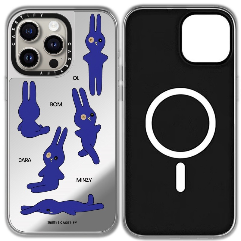 Casetify X 2NE1 T 'AMT 'AMI Sticker Case hút từ tính Vỏ IPhone gương đen & bạc IPhone 16 15 14 13 12 Pro Max Plus Ốp lưng cứng có hộp khắc logo