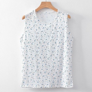 1117 Người Khen ngợi Người Trung Niên Người Cao Tuổi Nguyên Chất Áo Lót Cotton Nữ Bà Già Áo Vest Mẹ Cổ Tròn Bà Không Tay Rời Mỏng Phong Cách 401D