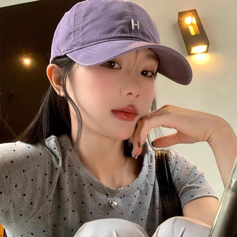YT2 Mùa Hè Mới Của Mỹ Phong Cách Đơn Giản Thêu Chữ Tím Mũ Bóng Chày Thời Trang Đa Năng Mũ TY2